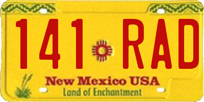 NM license plate 141RAD