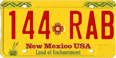 NM license plate 144RAB