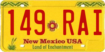 NM license plate 149RAI