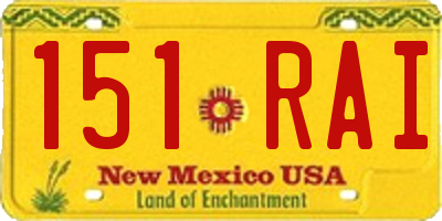 NM license plate 151RAI