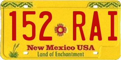 NM license plate 152RAI