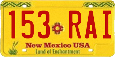 NM license plate 153RAI