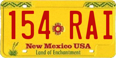 NM license plate 154RAI
