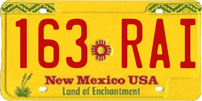 NM license plate 163RAI