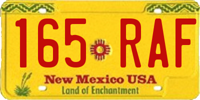 NM license plate 165RAF