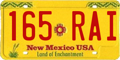 NM license plate 165RAI