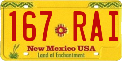 NM license plate 167RAI