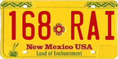 NM license plate 168RAI