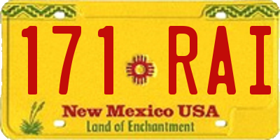 NM license plate 171RAI