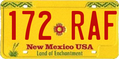 NM license plate 172RAF