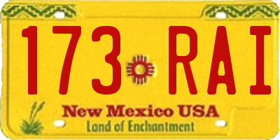 NM license plate 173RAI
