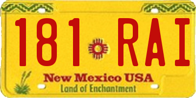 NM license plate 181RAI
