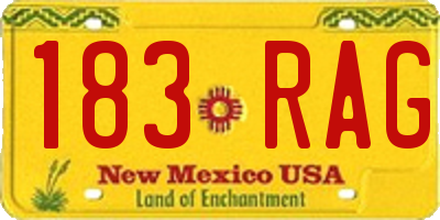 NM license plate 183RAG