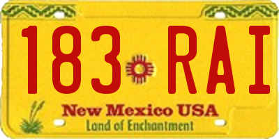 NM license plate 183RAI