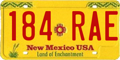 NM license plate 184RAE