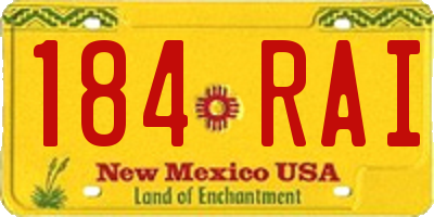 NM license plate 184RAI