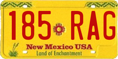 NM license plate 185RAG