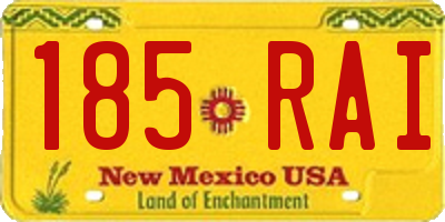 NM license plate 185RAI