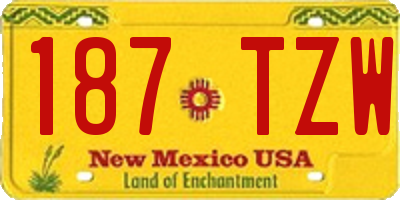 NM license plate 187TZW