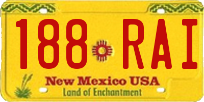 NM license plate 188RAI