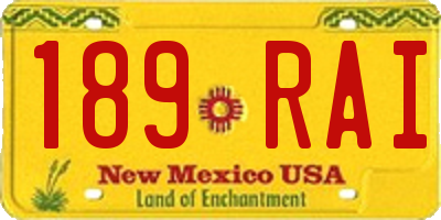 NM license plate 189RAI