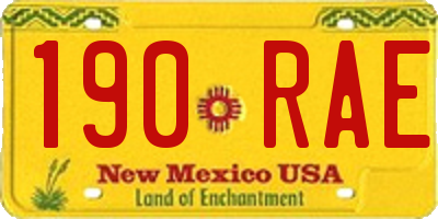 NM license plate 190RAE