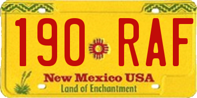 NM license plate 190RAF