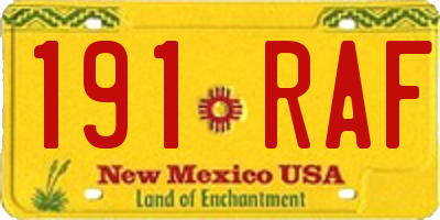 NM license plate 191RAF
