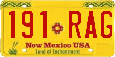 NM license plate 191RAG