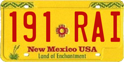 NM license plate 191RAI