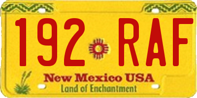 NM license plate 192RAF