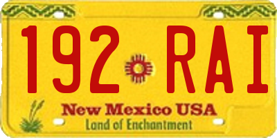 NM license plate 192RAI