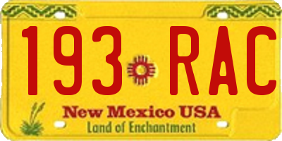 NM license plate 193RAC