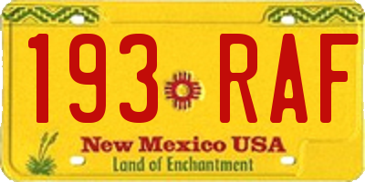 NM license plate 193RAF