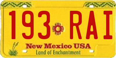NM license plate 193RAI