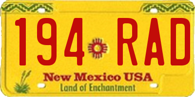 NM license plate 194RAD