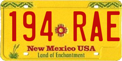 NM license plate 194RAE