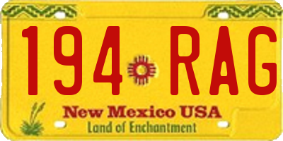 NM license plate 194RAG