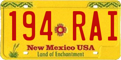 NM license plate 194RAI
