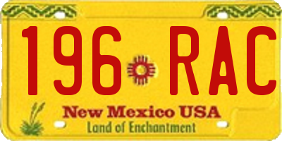NM license plate 196RAC