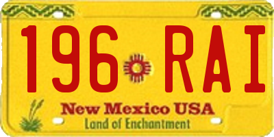 NM license plate 196RAI