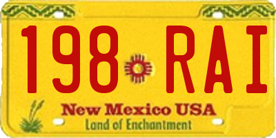 NM license plate 198RAI
