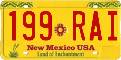 NM license plate 199RAI