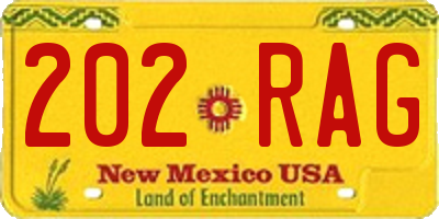 NM license plate 202RAG