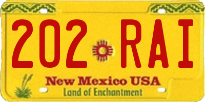 NM license plate 202RAI