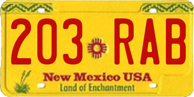 NM license plate 203RAB