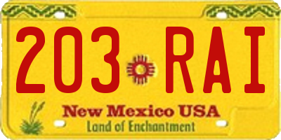 NM license plate 203RAI