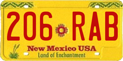 NM license plate 206RAB