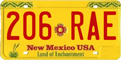 NM license plate 206RAE