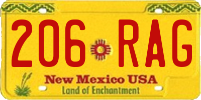 NM license plate 206RAG